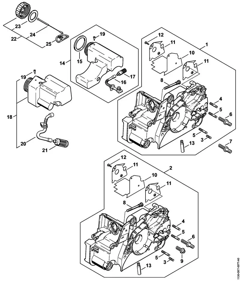 Stihl MS180 motor housing