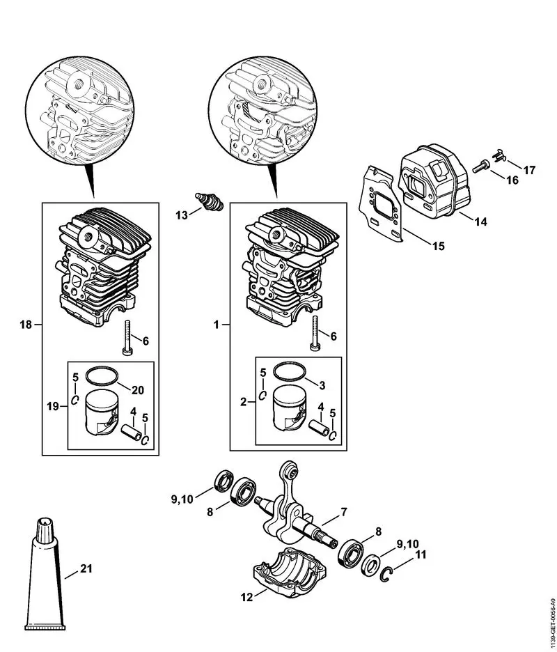 Stihl MS171 cylinder