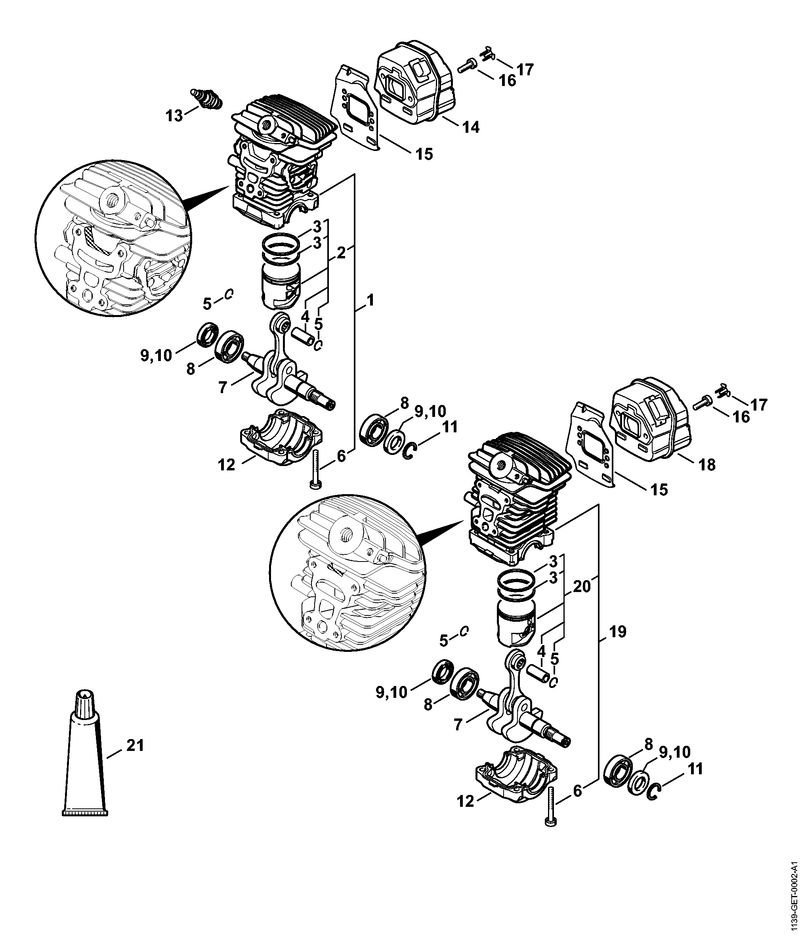 Stihl MS181 -cylinder