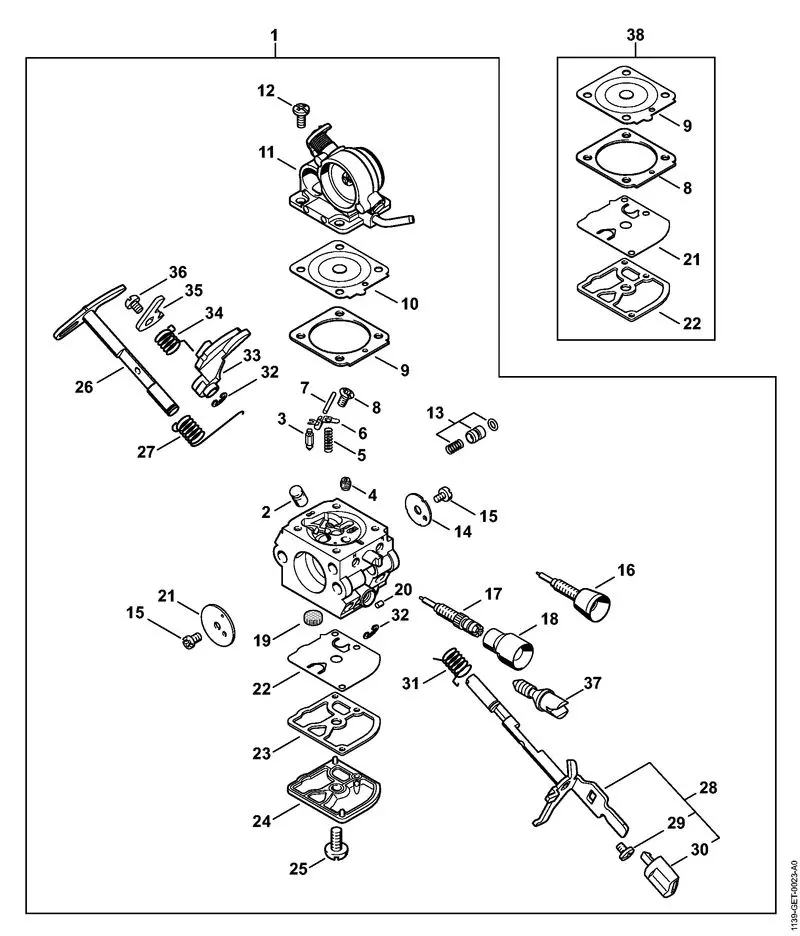 Stihl MS181C-BE - Carburetor C1Q-S192