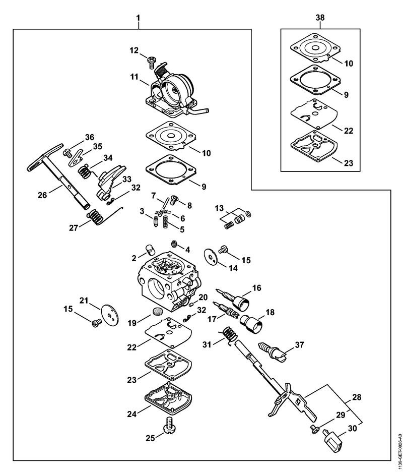 Stihl MS181C-BE - Carburetor C1Q-S122