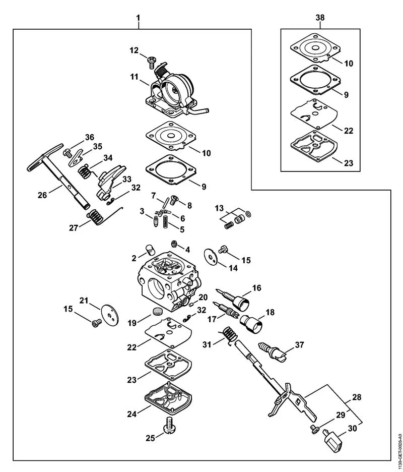1139-GET-0026_ZGR_01_04 Stihl MS181C-BE - Carburetor C1Q-S122