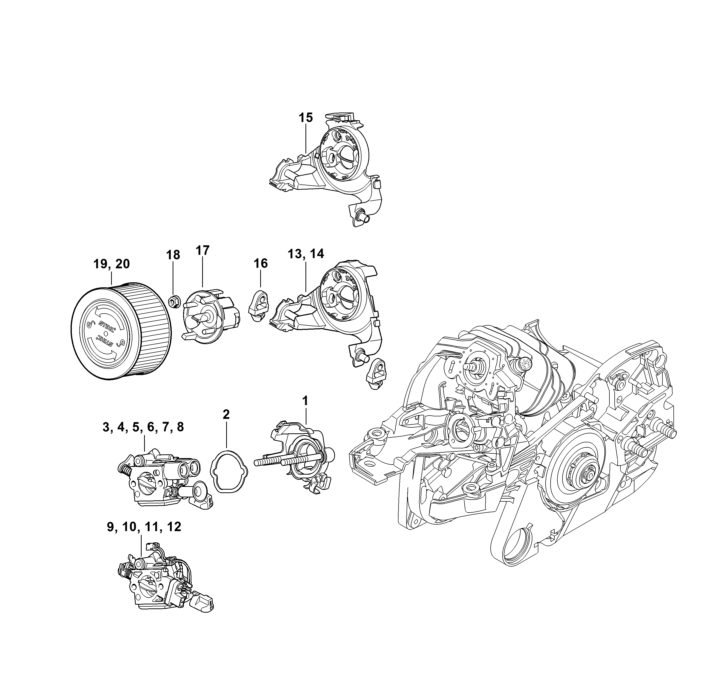 Stihl MS261C-M - Carburetor Bracket, Air Filter