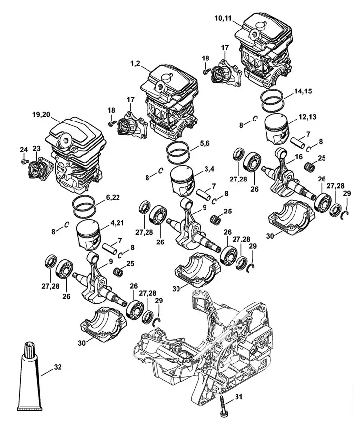Stihl MS231C-BE cylinder