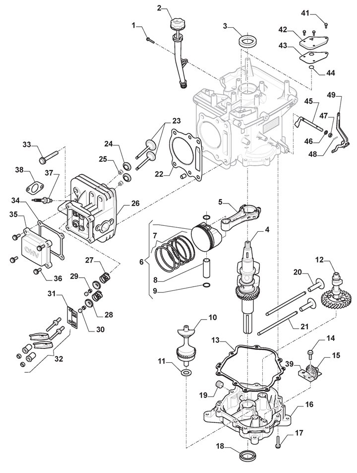 Mountfield 1330m Engine - Piston, Crankshaft