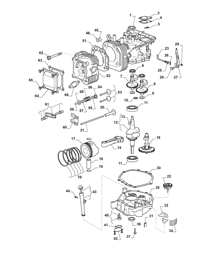 Mountfield 1530H - Engine - Piston, Crankshaft