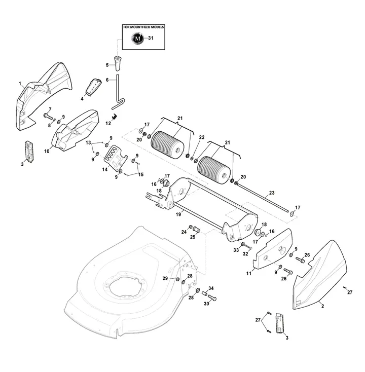 Mountfield S421R HP Roller Assemble