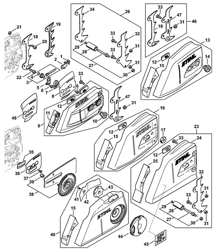 Stihl MS362C-M chain tensioner