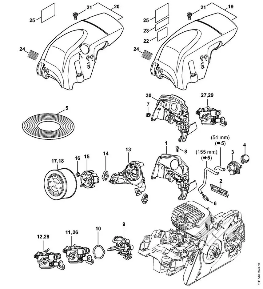 Stihl MS291 – Air Baffle, Carburetor Bracket, Shroud | Lawn