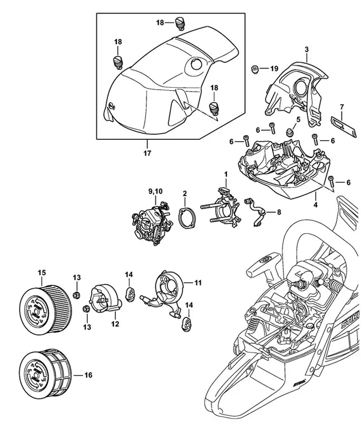 thumbnail image 2 of STIHL OEM Tank Housing 1142 350 0803 For MS462, MS462R, MS462C-M, MS462 C-M R Rescue Chainsaws 2 of 6