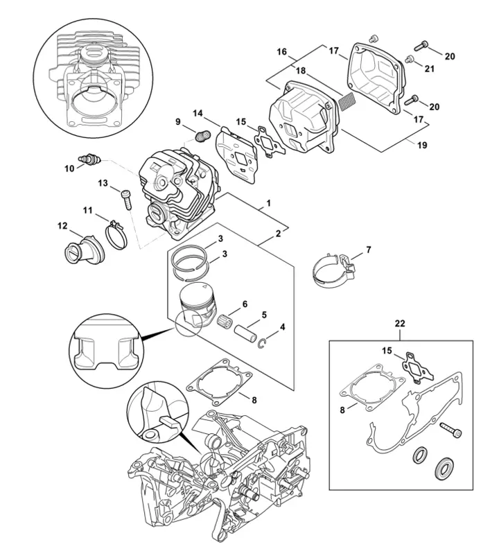 Stihl MS462C-M - Cylinder, Muffler