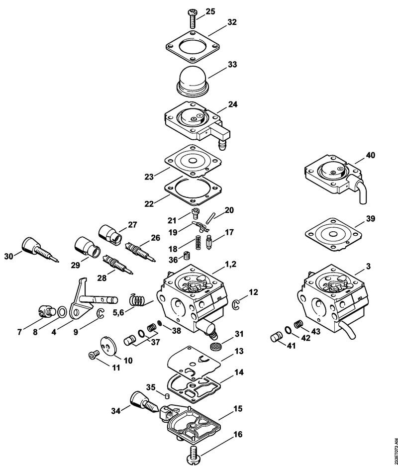 233ET073_ZGR_01_04 Stihl FS55R - Carburetor C1Q-S186, C1Q-S153, C1Q-S97