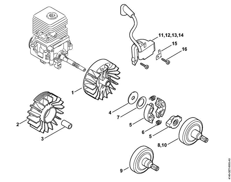 4140-GET-0003_ZGR_03_04 Stihl FS38 - Ignition System, Clutch