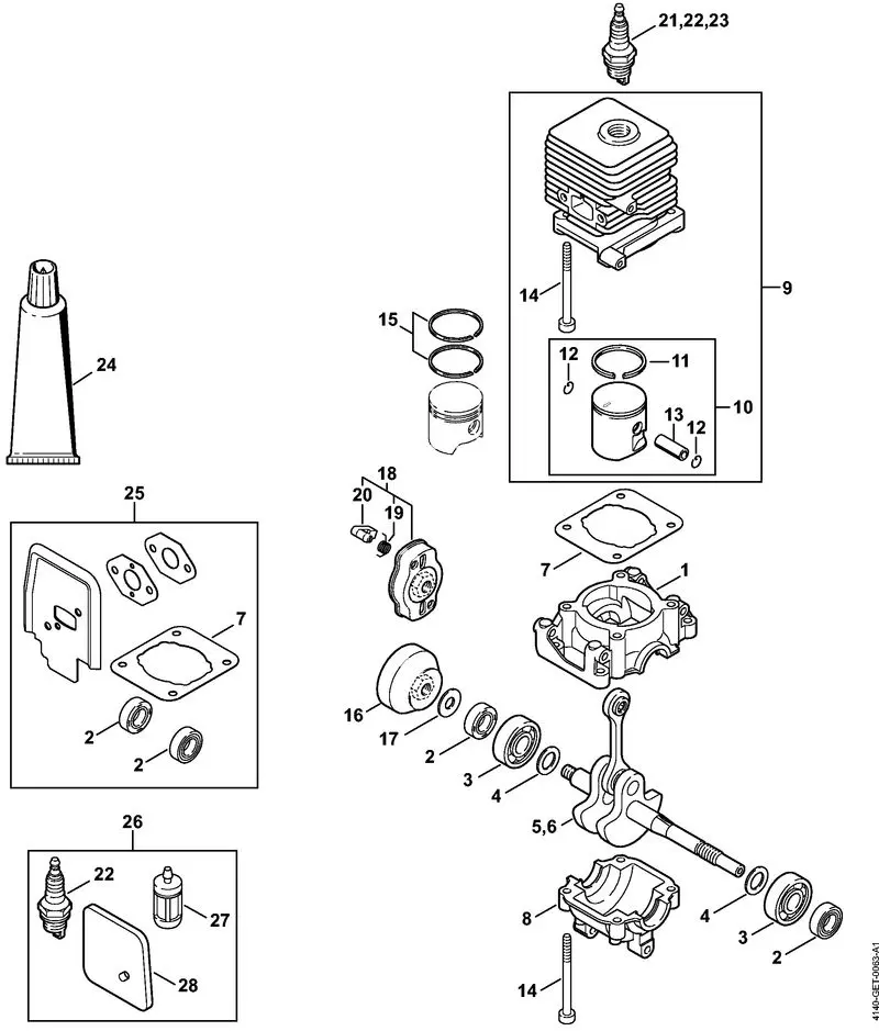 4140-GET-0063_ZGR_02_01 Stihl FS55R - Crankcase, Cylinder