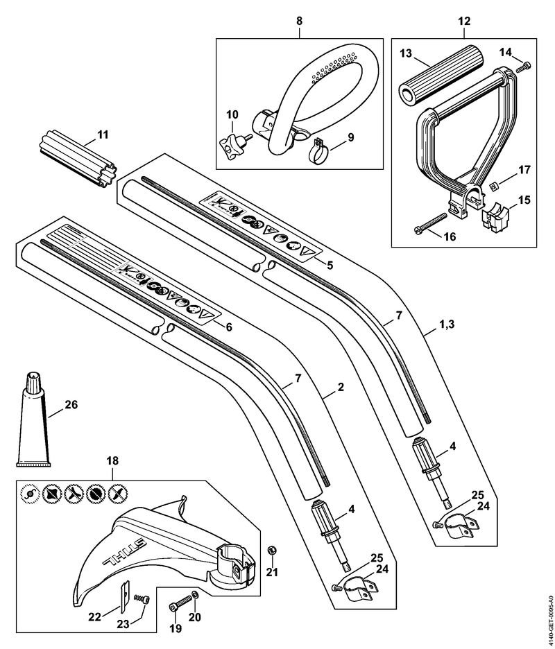 Stihl FS38 - Drive Tube, Handle