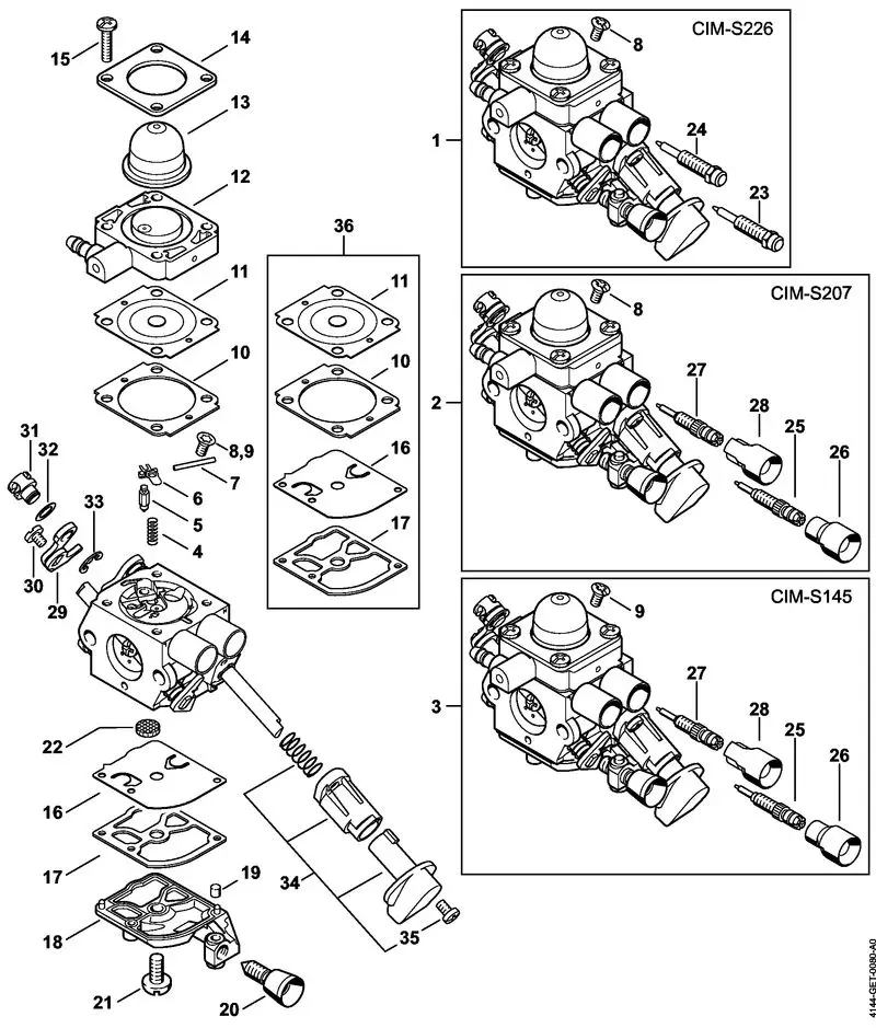 Stihl FS70RCE - Carburetor C1M-S226, C1M-S207, C1MS145