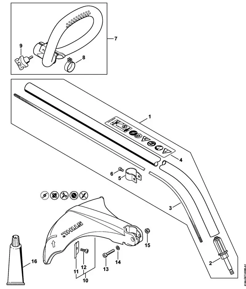 4144-GET-0086_ZGR_02_05 Stihl FS50CE - Drive Tube, Handle