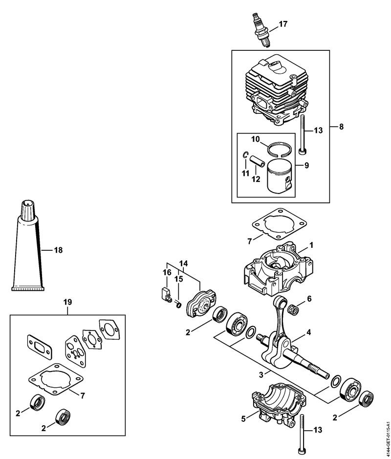 Stihl FS70RCE - Crankcase, Cylinder