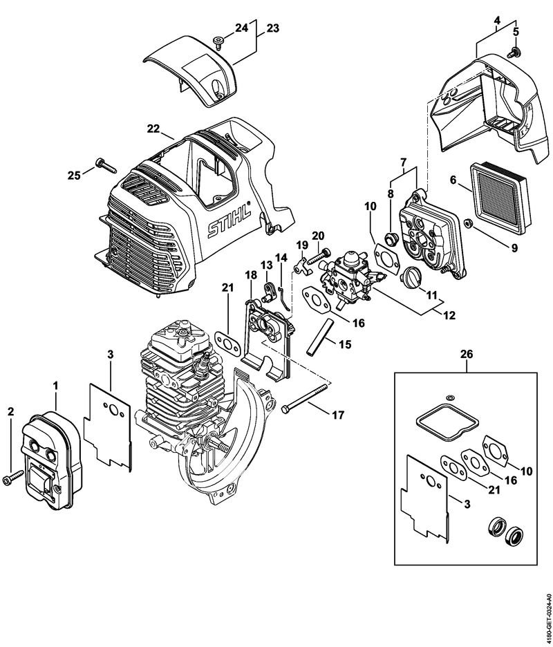 stihl f91 muffler, air filter