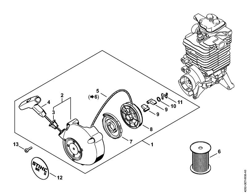 4282-GET-0038_ZGR_03_01 Stihl BR600 - Rewind Starter
