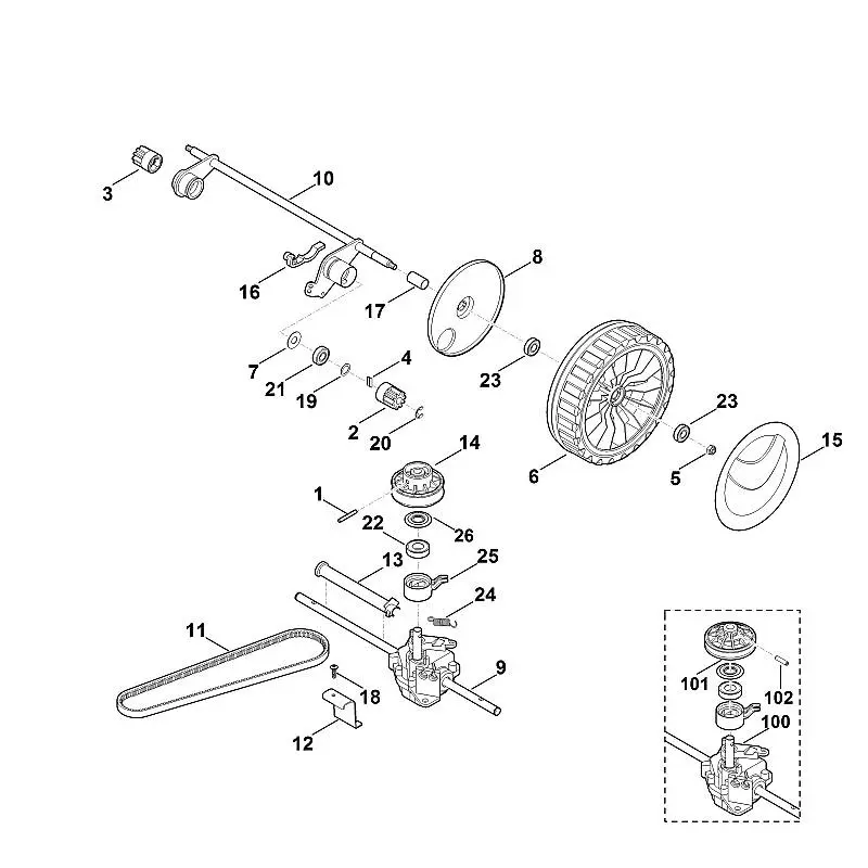 Stihl RM545.0VM - Shaft, Gear Box