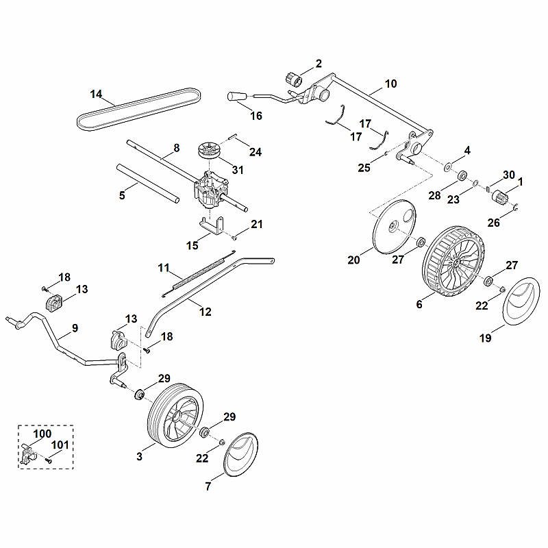 Stihl RM248.1T - Chassis, Gear Box