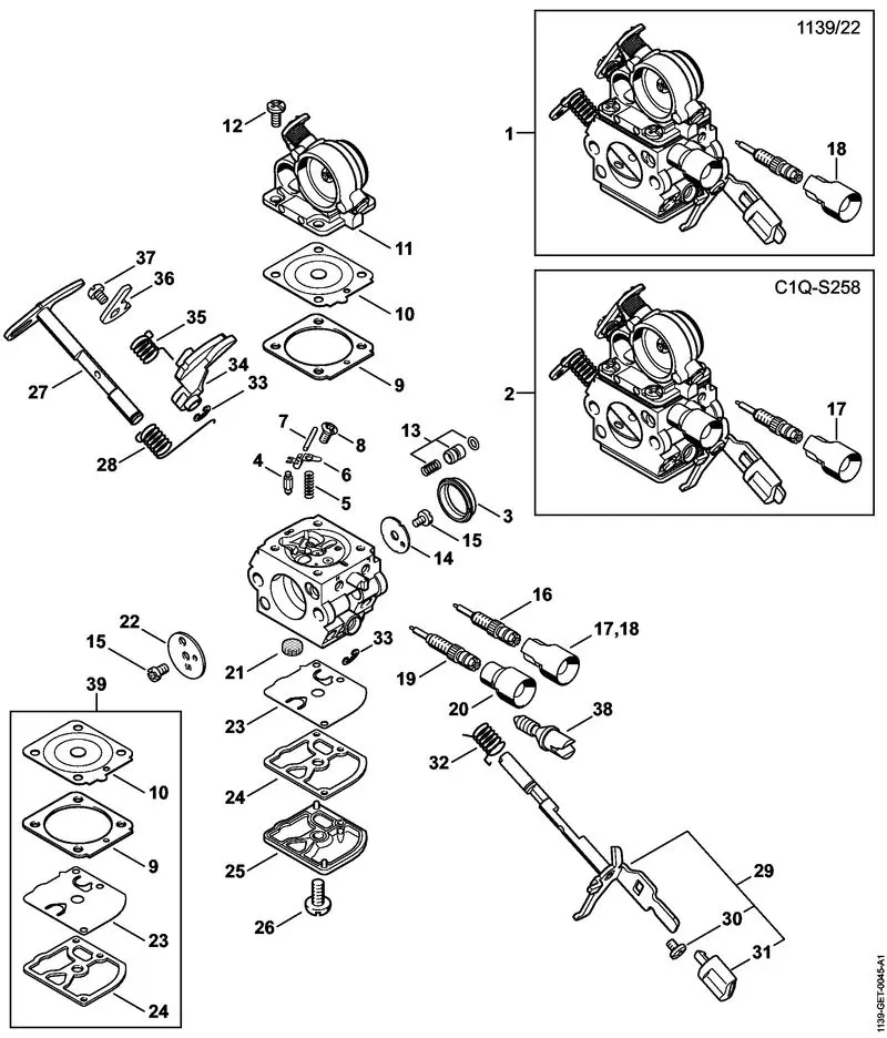 Stihl MS181- Carburetor 1139-22