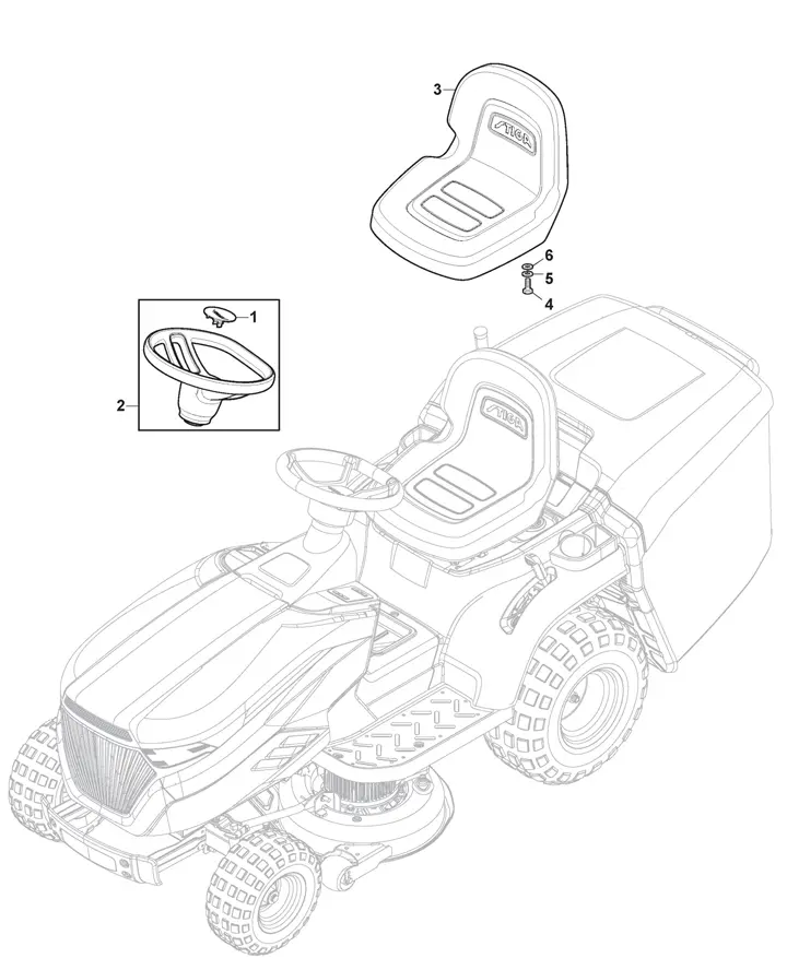 Stiga E-Ride S500 - Seat, Steering Wheel