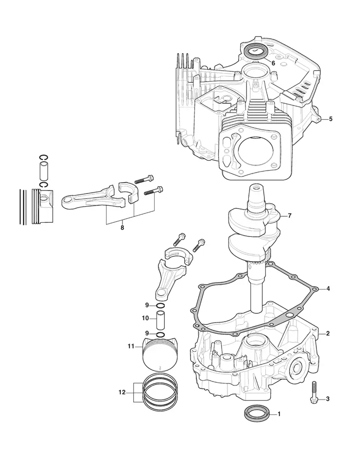 Stiga Estate 2398HW 2T2630484/ST1 - Piston, Crankshaft, Crankcase