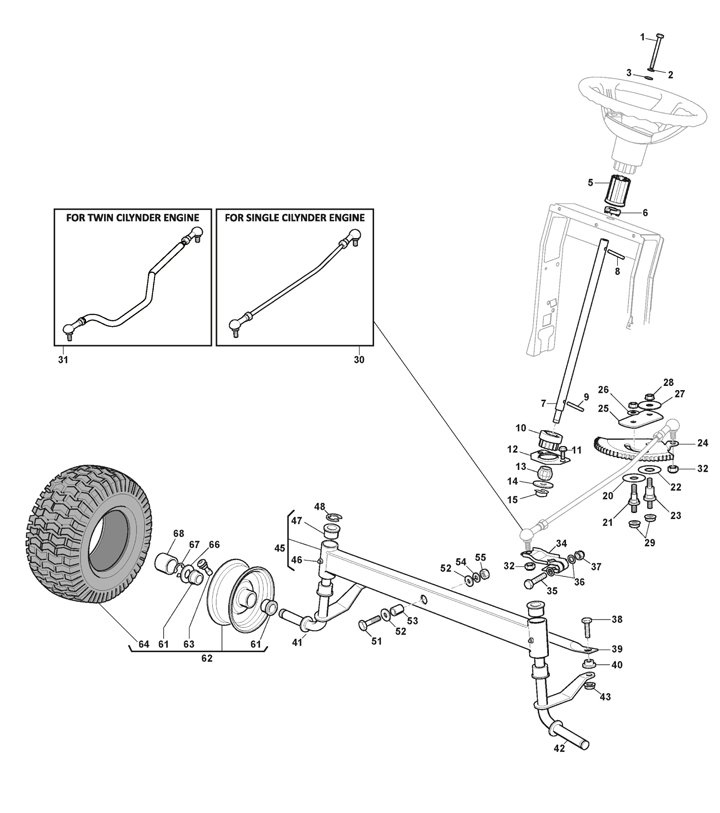 Stiga Tornado 2108HW 2T220481/ST1 - Steering, Front Axle