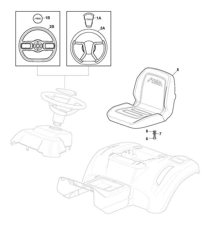 TORNADO 2108 HW (2021) Stiga Tornado 2108HW 2T220481/ST1 - Seat, Steering Wheel