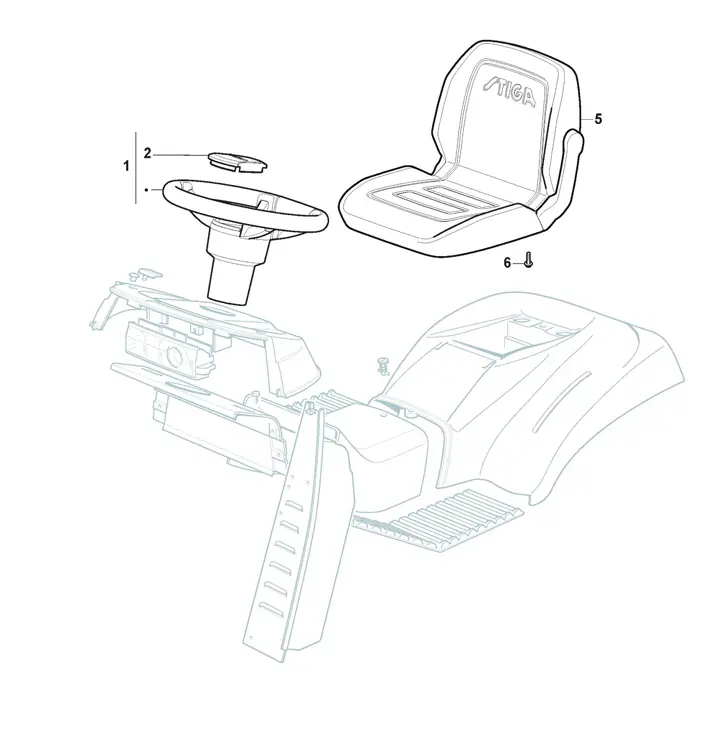 Stiga Tornado 6108HW 2T1845481/ST1 - Seat, Steering Wheel