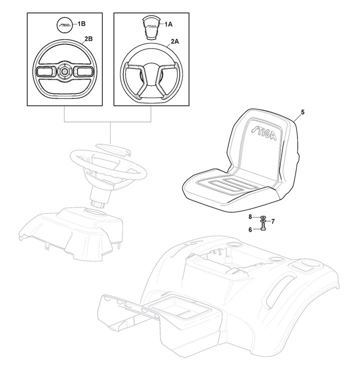 Stiga Estate 3398HW 2T2600381/ST1 - Seat, Steering Wheel