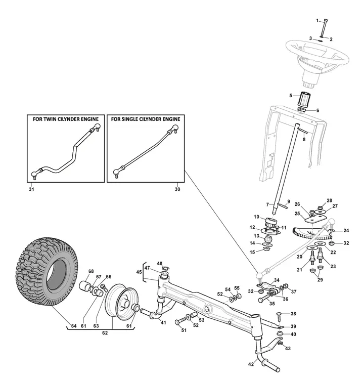 Stiga Tornado 3108HW 2T200381/ST1 - Steering, Front Axle