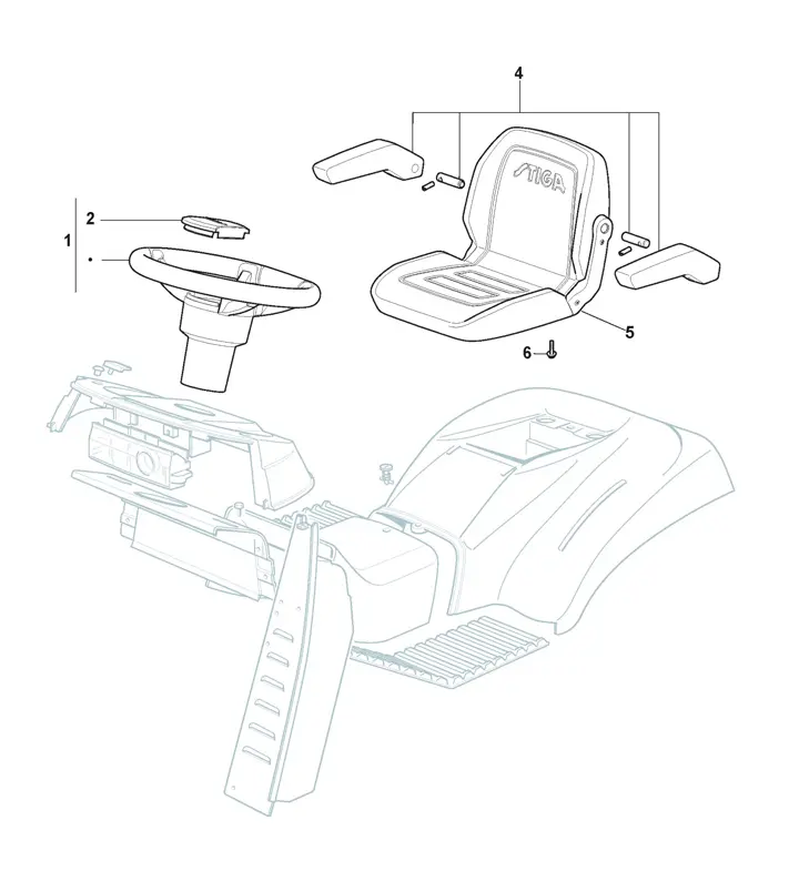 Stiga Estate 7102 HWSY 2T0980381/ST1P - Seat, Steering Wheel