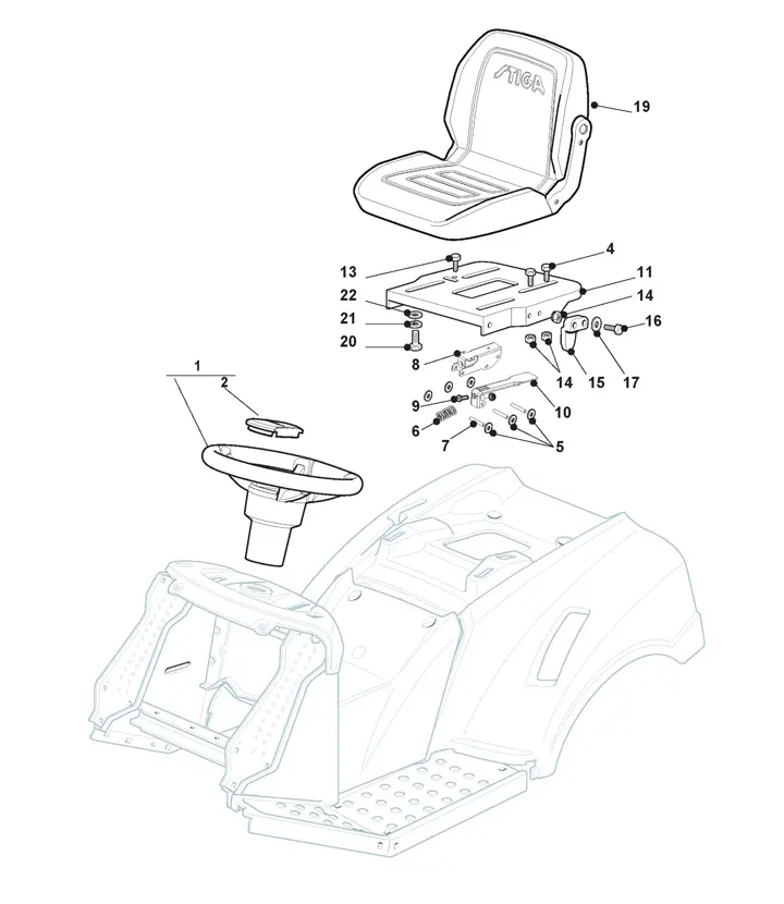 Stiga Estate 5092HW 2T0450481/ST1 - Seat, Steering Wheel