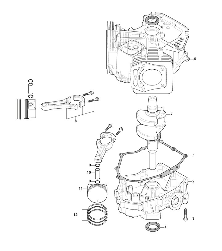 Stiga Estate 5092HW 2T0450481/ST1 - Piston, Crankshaft, Crankcase