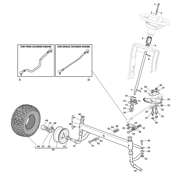 Stiga Tornado 2098 2T0510481/ST2 - Steering, Axle