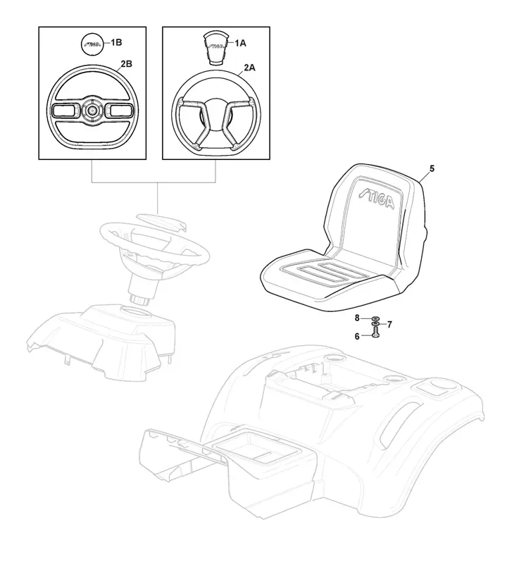 Stiga Tornado 2098 2T0510481/ST2 - Seat, Steering Wheel
