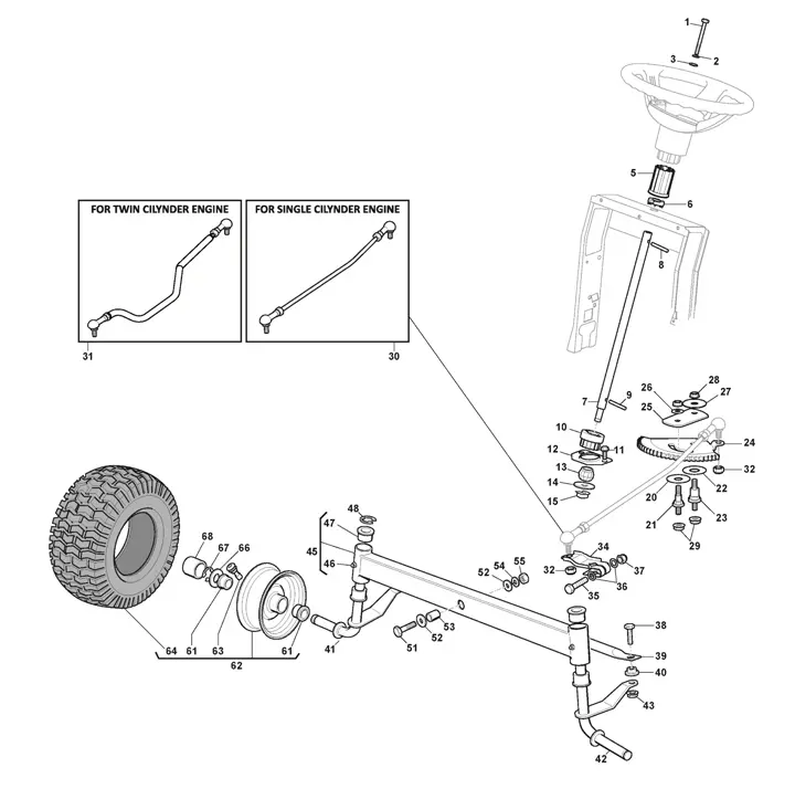 Stiga 2098H 2T0630481/ST1 - Steering, Front axle