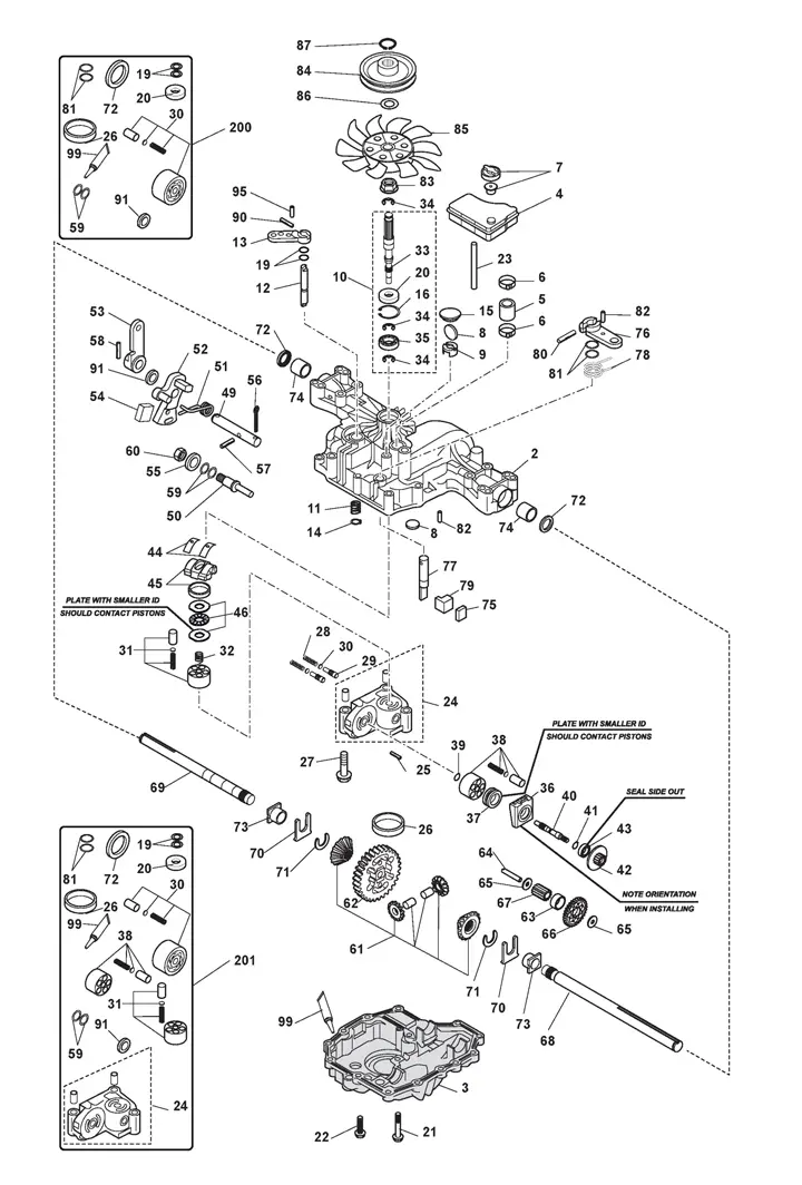 Stiga Estate 4092H 2T0430481/ST1 – Kanzaki Transaxle K46S (S/N