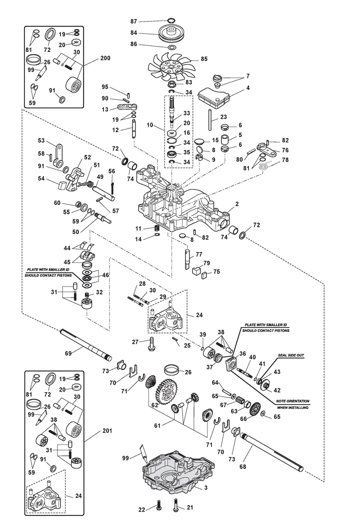 Stiga Estate 4092H 2T0430481/ST1 - Kanzaki Transaxle K46S (S/N 0100680-9999999)