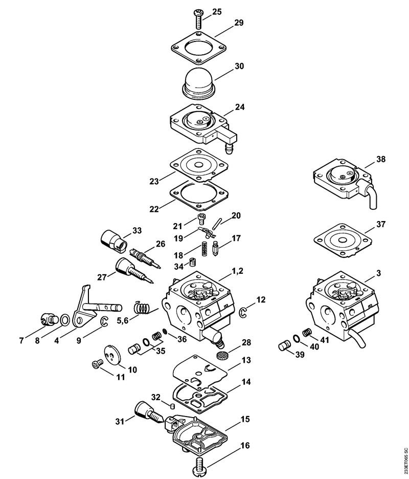 233ET065_ZGR_01_04 Stihl FS55 - Carburetor C1Q-A187, C1Q-S160, C1Q-S143