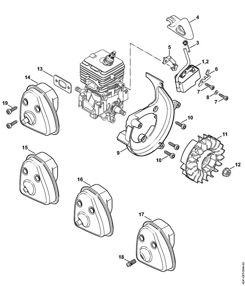 4241-GET-0044_ZGR_01_04 Stihl SH56CE - Ignition, Muffler
