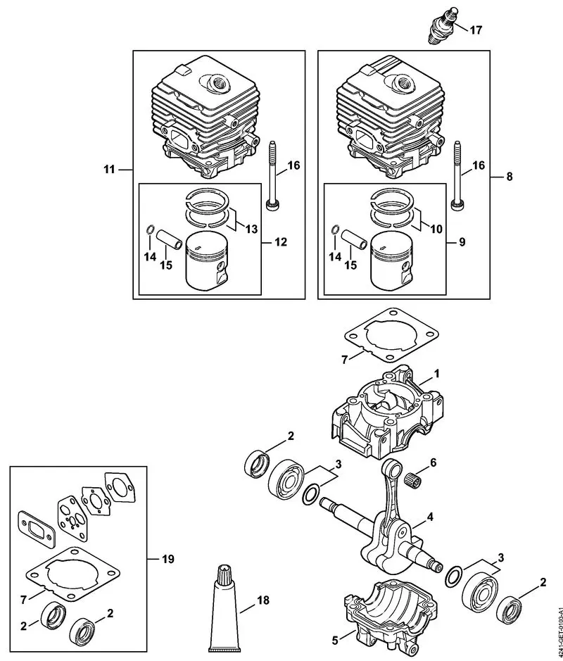 Stihl SH86CE - Crankcase, Cylinder