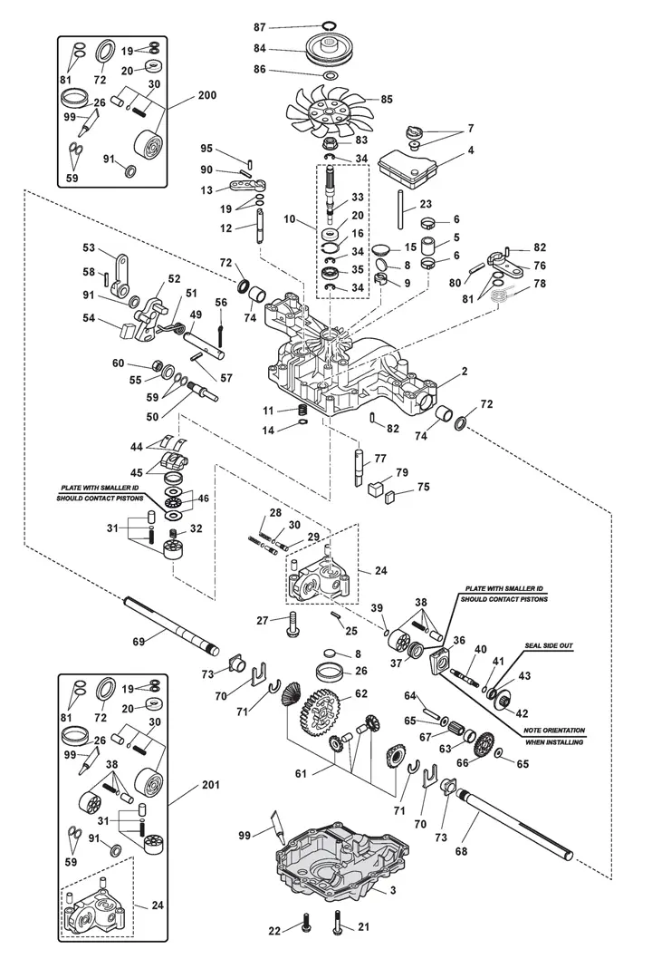 Stiga Tornado 7121HWSY 2T1945381/ST1 - Kanzaki Transaxle K46F (S/N 0110385-99999)