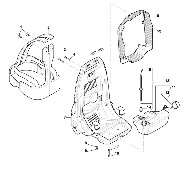 Stiga SBP375 255175102/S17 - Back-Pack, Harness, Fuel Tank