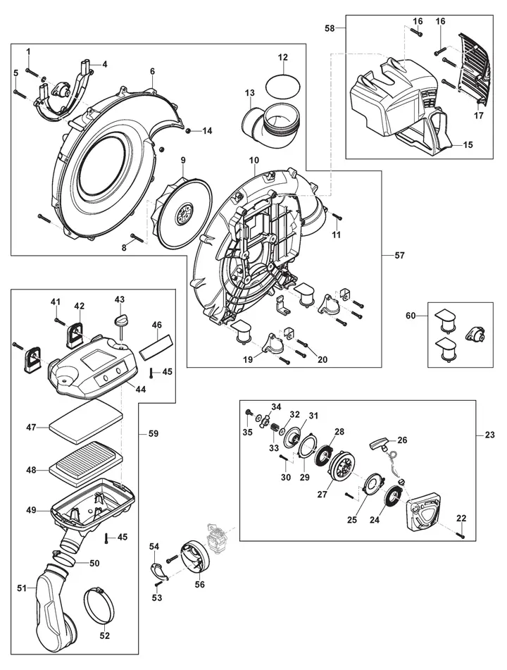 SBP 375 (2021) Stiga SBP375 255175102/S17 - Volute, Air Filter, Starter Assy