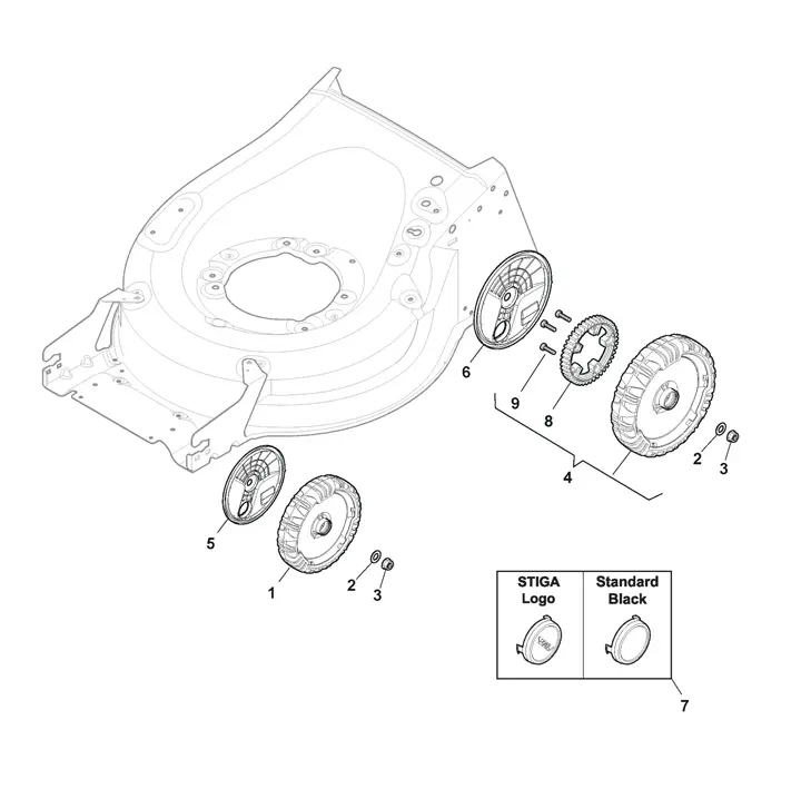 Stiga Twinclip 55SVH 294563038/ST1 - Wheels