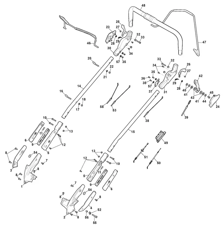 Stiga Twinclip 55SVH 294563038/ST1 - Chassis, Handle Upper